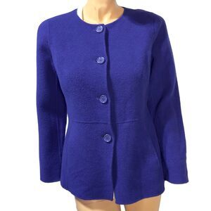 Talbots Sweater Jacket Women's Size 6 Boiled Wool Purple Button Up